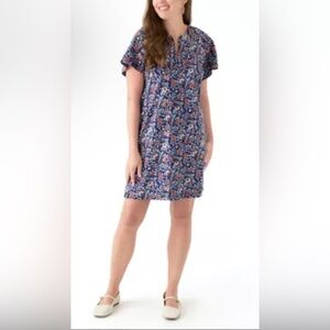 Philosophy Petite Large Navy Floral Shift Dress with Red and White Accents